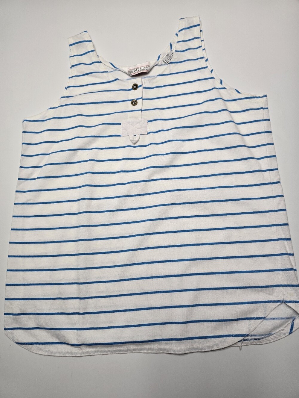 Lindsey Brooke White Tank with Blue Stripes Small